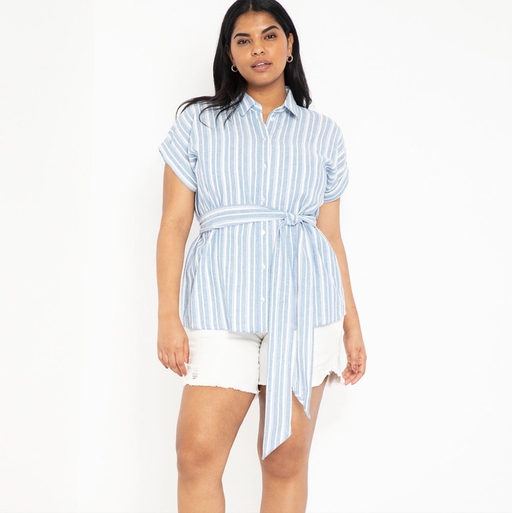 Eloquii Off-White Denim Shorts